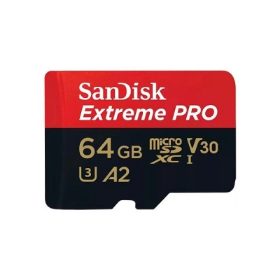 Memorijska kartica SANDISK SDSQXCU-064G-GN6MA Extreme Pro, microSDXC, 64GB, A1 C10 V30 UHS-I U3, 200MB/s + SD Adapter   - Memorijske kartice