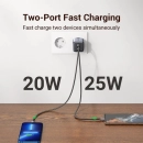 Kućni punjač UGREEN, Nexode Mini, 45W (25W+20W), 2x USB C