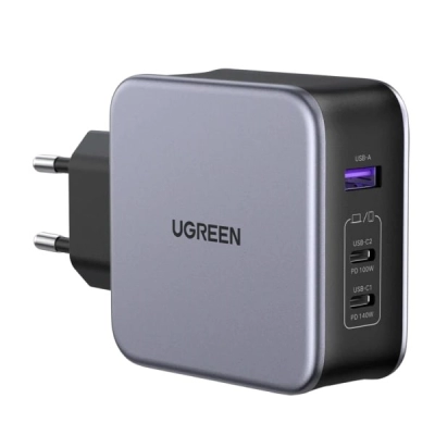 Kućni punjač UGREEN, Nexode, 140W, USB-A + 2xUSB-C, sa C na C kabel 1.5m, crni