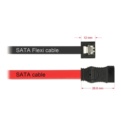 Kabel DELOCK, SATA int. data 0,3m  FLEXI crni 83840   - Podatkovni kabeli