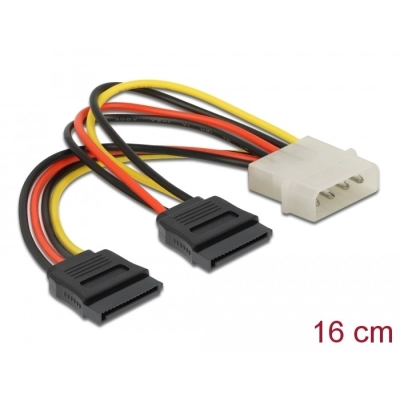 Kabel DELOCK, int. SATA power 15 pin HDD 2 x to 4 pin M 60102   - Naponski kabeli