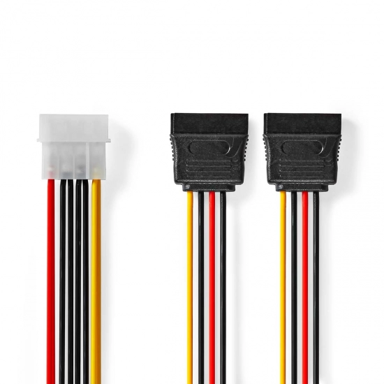 Kabel NEDIS, SATA power Molex (M) < 2x SATA 15-Pin(F), 0.15 m