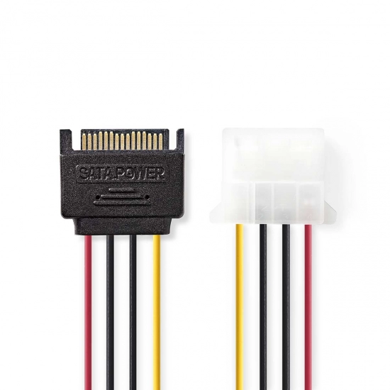 Kabel NEDIS, SATA power 15-pin(M) < 1x Molex(F), 0.15 m
