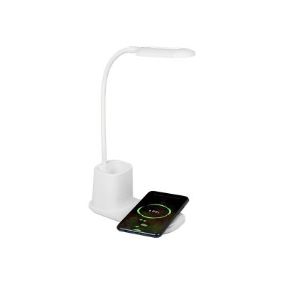 Svjetiljka stolna LED BLOW, bežični punjač za mobitel s čašicom za olovke i sl., 10W, bijeli   - Stolne lampe