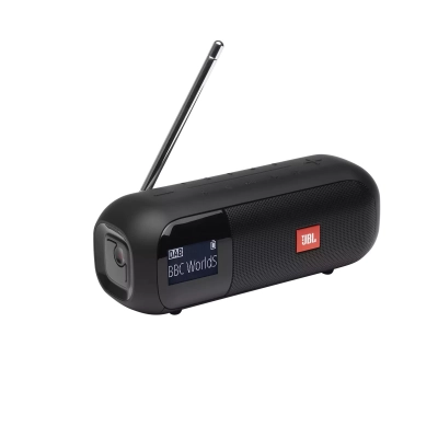 Prijenosni bluetooth zvučnik FM JBL TUNER 2, Bluetooth 4.2, DAB/DAB+ i FM radio, 5W RMS, vodootporan IPX7,  crni, JBLTUNER2BLK  