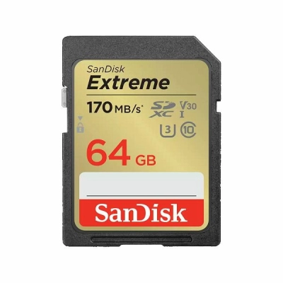 Memorijska kartica SANDISK Extreme SDXC, 64 GB, SDSDXV2-064G-GNCIN, V30 UHS-I U3, 170MB/s   - Memorijske kartice
