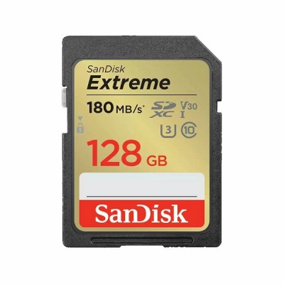 Memorijska kartica SANDISK Extreme SDXC, 128 GB, SDSDXVA-128G-GNCIN, V30 UHS-I U3, 180MB/s   - Memorijske kartice