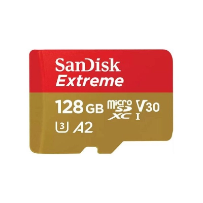 Memorijska kartica SANDISK Extreme microSDXC, 128GB, SDSQXAA-128G-GN6AA, A2 C10 V30 UHS-I U3, 190MB/s + SD Adapter