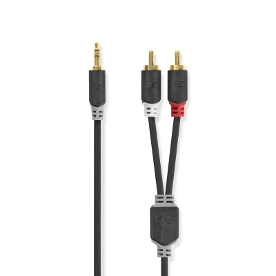 Kabel NEDIS audio stereo, 3.5 mm (M), 2x RCA (M), 3 m , crni    - Audio kabeli