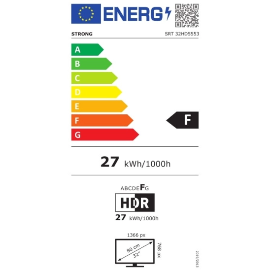 Televizor LED 32incha STRONG SRT32HD5553, Android TV, Wi-Fi, HD, DVB-T2/C/S2, CI, Bluetooth, HDMI, USB, energetski razred F