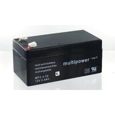 Baterija akumulatorska MULTIPOWER MP3,4-12, 12V, 3.4Ah, 134x67x67 mm   - Akumulatorske baterije