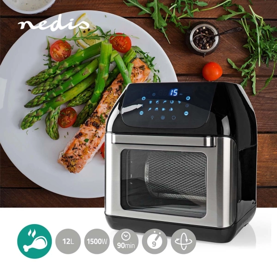 Mini pećnica i friteza na vrući zrak NEDIS KAAFO300EBK, 12l, 60min timer, 1500W, crna Mini pećnica i friteza na vrući zrak NEDIS KAAFO300EBK, 12l, 60min timer, 1500W, crna