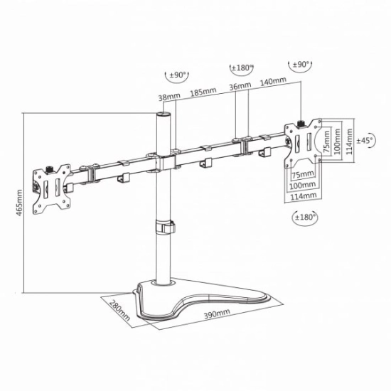 Nosač za monitor SBOX LCD-F024, za 2 monitor, 13-32incha, stolni Nosač za monitor SBOX LCD-F024, za 2 monitor, 13-32incha, stolni