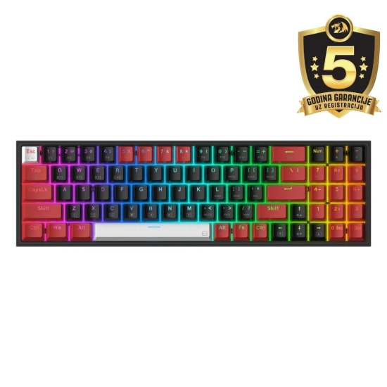 Tipkovnica REDRAGON POLLUX K628RGB PRO, žična/bežična/BT, mehanička, crveni switch