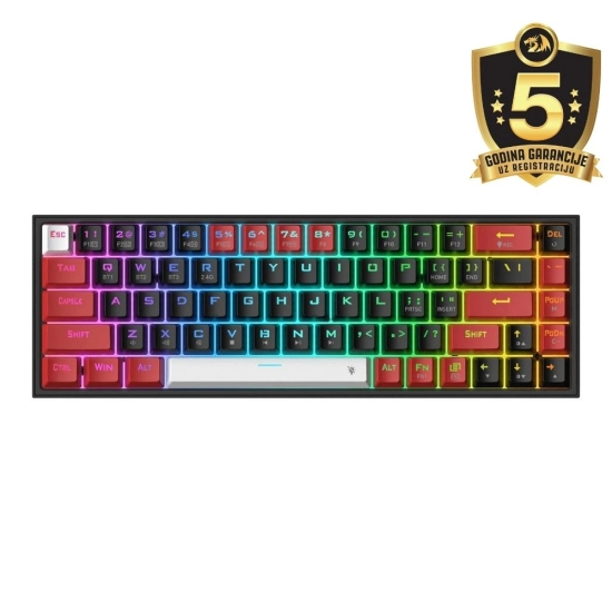 Tipkovnica REDRAGON CASTOR K631RGB PRO, žična/bežična/BT, mehanička, crveni switch