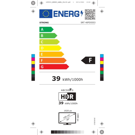 Televizor LED 40incha STRONG SRT40FD5553, Android TV, Wi-Fi, FHD, DVB-T2/C/S2, CI, Bluetooth, HDMI, USB, energetski razred F