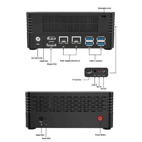 Računalo multimedia MINISFORUM EliteMini X500, Ryzer 7-5700G, 32GB, 512GB SSD, Radeon Graphics, Windows 11P