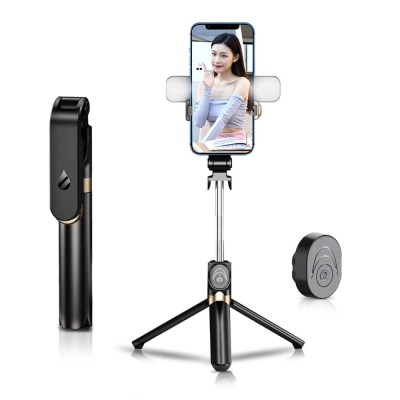 Selfie stick LED RING tripod SSTR-20, daljinski upravljač , crni   - Nosači za smartphone