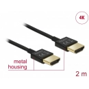 Kabel DELOCK, HDMI + Eth. - HDMI-A M > HDMI-A M 3D 4K 2 m Slim 84773