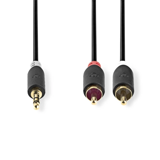 Kabel NEDIS audio stereo, 3.5 mm (M), 2x RCA (M), 2 m , crni Kabel NEDIS audio stereo, 3.5 mm (M), 2x RCA (M), 2 m , crni