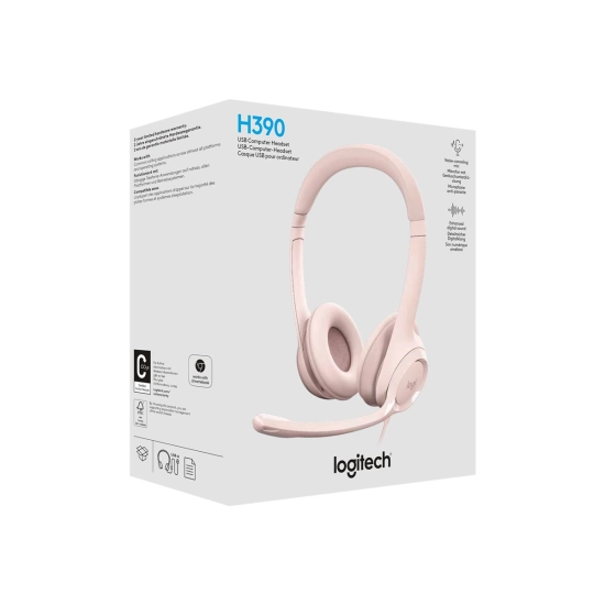 Slušalice LOGITECH H390 USB A, žičane, On-ear, roze