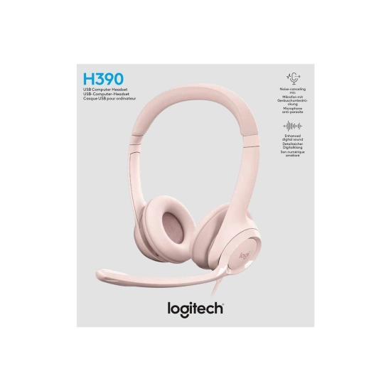 Slušalice LOGITECH H390 USB A, žičane, On-ear, roze