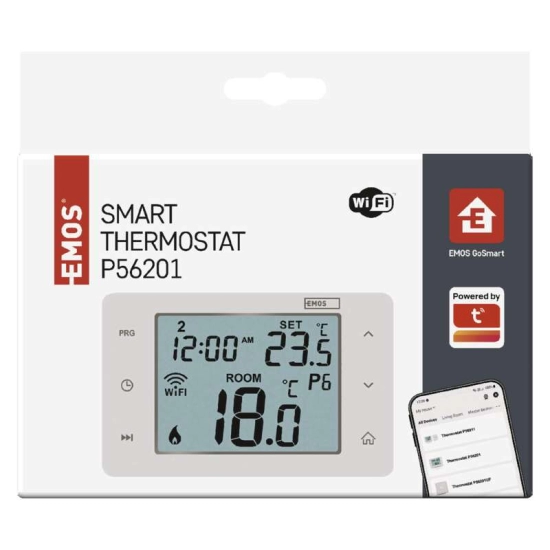 Termostat sobni digitalni, tjedni, Wifi, EMOS GoSmart P56201