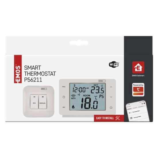 Termostat sobni digitalni, tjedni, Wifi, EMOS GoSmart P56211