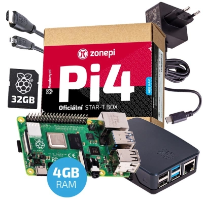 Set Raspberry Pi 4 B, 4GB, Starter Kit, Zonepi   - Raspberry