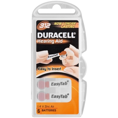 Baterija za slušni aparat, DA312, 6 kom, Duracell   - Duracell