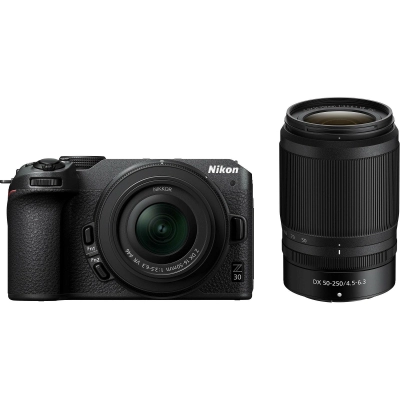 Fotoaparat NIKON Z30 + 16-50VR + 50-250 VR, DX-Format CMOS Sensor, 20.9MP, 4K UHD   - AKCIJE