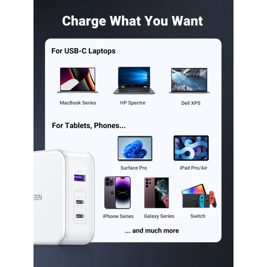 Kućni punjač UGREEN Nexode, 140W, 3-Port PD GaN Fast Charger EU, bijeli Kućni punjač UGREEN Nexode, 140W, 3-Port PD GaN Fast Charger EU, bijeli