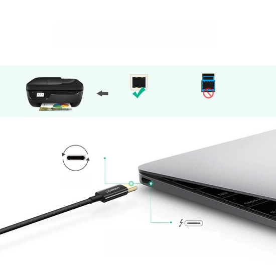 Kabel UGREEN USB C (M) na USB B 2.0 (M) ,Printer, 2m, crni