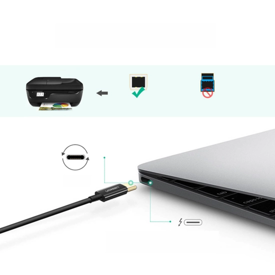 Kabel UGREEN USB-C to USB-B 2.0 Printer, 2m, crni