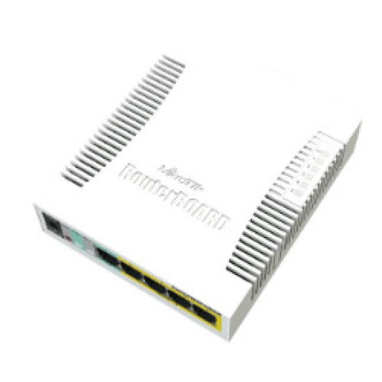 Switch MIKROTIK Cloud Smart Switch CSS106-1G-4P-1S (RB260GSP), 5-port Gigabit PoE-out smart preklopnik sa SFP cage, SwOS, plastično kućište, PSU, 53W Switch MIKROTIK Cloud Smart Switch CSS106-1G-4P-1S (RB260GSP), 5-port Gigabit PoE-out smart preklopnik sa SFP cage, SwOS, plastično kućište, PSU, 53W