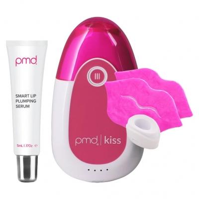 Anti age uređaj za usne PMD Kiss System Pink, 5mL Serum, Kissfoliator, 2 Hydrakiss Maske   - OSOBNA NJEGA