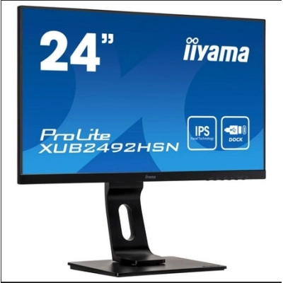 Monitor 23.8incha IIYAMA XUB2492HSN-B1, FHD, IPS, 75Hz, 4ms, 250cd/m2, 1000:1, PIVOT, crni   - IIYAMA