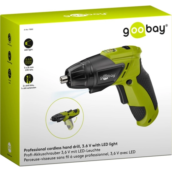 Odvijač akumulatorski s LED svjetlom 3,6V Goobay Odvijač akumulatorski s LED svjetlom 3,6V Goobay