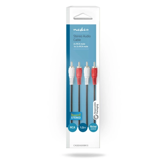 Kabel NEDIS, 2xRCA2 (M) na 2xRCA (M), crni, 1.5m, polybag Kabel NEDIS, 2xRCA2 (M) na 2xRCA (M), crni, 1.5m, polybag