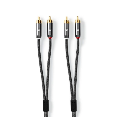 Kabel NEDIS, 2xRCA2 (M) na 2xRCA (M), crni, 5m, blister   - Audio kabeli