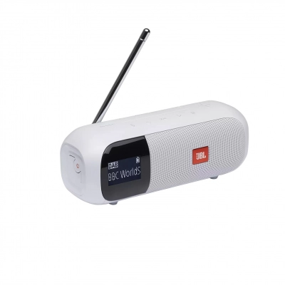 Prijenosni bluetooth zvučnik FM JBL TUNER 2, Bluetooth 4.2, DAB/DAB+ i FM radio, 5W RMS, vodootporan IPX7,  bijeli, JBLTUNER2WHT   - Prijenosni zvučnici