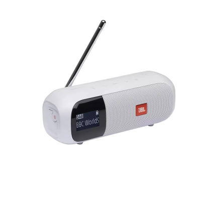 Prijenosni bluetooth zvučnik FM JBL TUNER 2, Bluetooth 4.2, DAB/DAB+ i FM radio, 5W RMS, vodootporan IPX7,  bijeli, JBLTUNER2WHT  