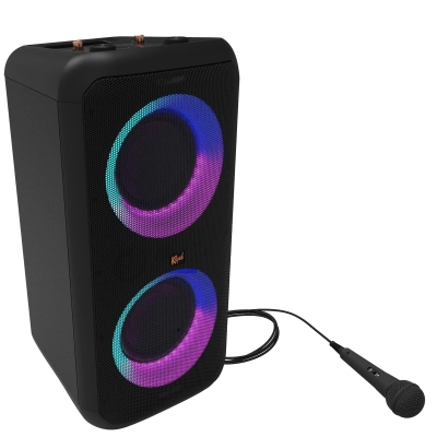 Prijenosni audio sustav KLIPSCH GIG XXL party speaker, Bluetooth 5.0, 3.5mm, 6.3 mm, RGB, USB, IPX4, 1x žičani mikrofon, crni   - Karaoke