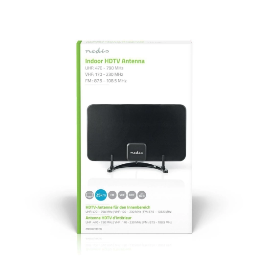 Antena NEDIS ANIR2501BK700, FM, DAB+, DVB-T/T2, 0-25km, aktivna, filter LTE700, 26 dB, crna Antena NEDIS ANIR2501BK700, FM, DAB+, DVB-T/T2, 0-25km, aktivna, filter LTE700, 26 dB, crna