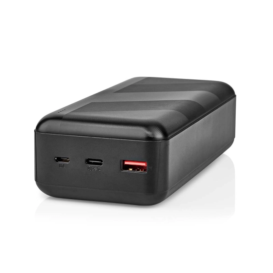 Prijenosno napajanje powerbank NEDIS UPBKPD30000BK, 30.000 mAh, 1x USB-C, 1x USB-A, crno