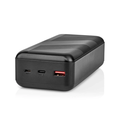 Prijenosno napajanje powerbank NEDIS UPBKPD30000BK, 30.000 mAh, 1x USB-C, 1x USB-A, crno   - Powerbank