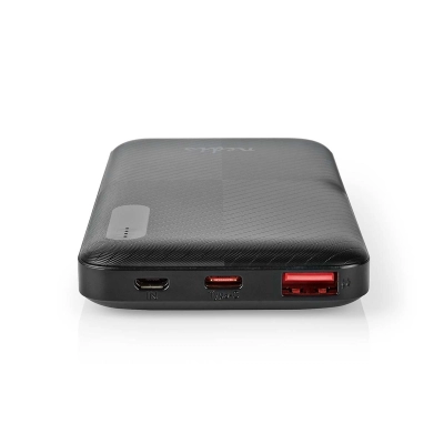 Prijenosno napajanje powerbank NEDIS UPBKPD10000BK, 10.000 mAh, 1x USB-C, 1x USB-A, crno   - Powerbank