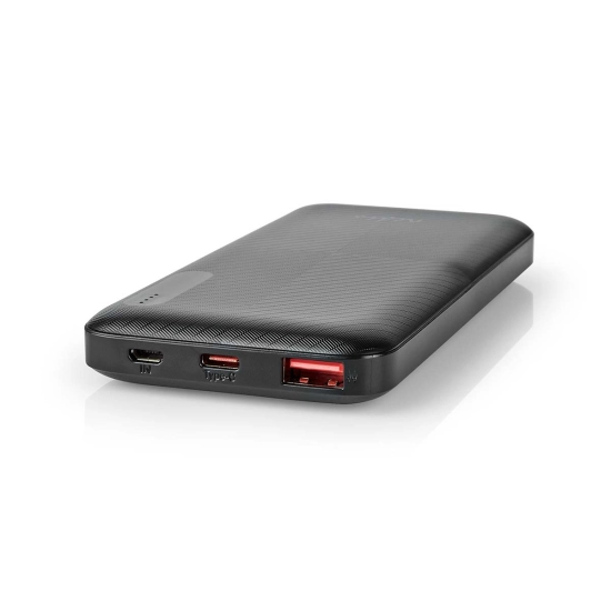 Prijenosno napajanje powerbank NEDIS UPBKPD10000BK, 10.000 mAh, 1x USB-C, 1x USB-A, crno