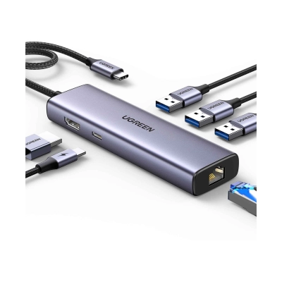 USB HUB UGREEN, USB C na 3x USB A 3.0, HDMI, RJ45, Power Delivery   - Hlađenja, stalci, docking i USB hubovi