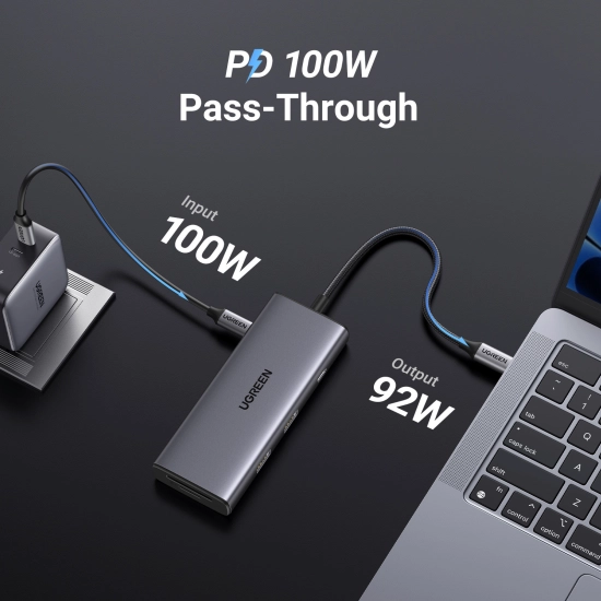 USB HUB UGREEN, USB C na 2x USB A 3.2, USB C, HDMI 4K@30Hz, čitač kartica SD/TF, Power Delivery, sivi USB HUB UGREEN, USB C na 2x USB A 3.2, USB C, HDMI 4K@30Hz, čitač kartica SD/TF, Power Delivery, sivi